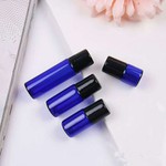 Clear Blue Glass Vial With Roller And Black Cap