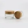 Clear Cosmetics Face Cream Containers Glass Jars With CR Bamboo Lid