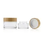 Clear Cosmetics Face Cream Containers Glass Jars With CR Bamboo Lid