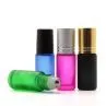 High Grade 3ml 5ml 8ml Round Perfume Oil Roll Black Frosted Glass Empty Mini Roller Bottle Lids For Essential Oils