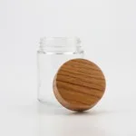 Premium Clear Child Resistant Wide Mouth Glass Jar With Wood Lid