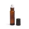 Refillable 5g10g 15g Empty Amber Eye Cream Glass Roll On Bottle For Essential Oils With Metal Roller Ball