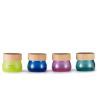 Special Design 100 G Empty Blue Face Mask Big Glass Jar Container Wooden Lid