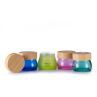Special Design 100 G Empty Blue Face Mask Big Glass Jar Container Wooden Lid