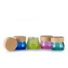 Special Design 100 G Empty Blue Face Mask Big Glass Jar Container Wooden Lid
