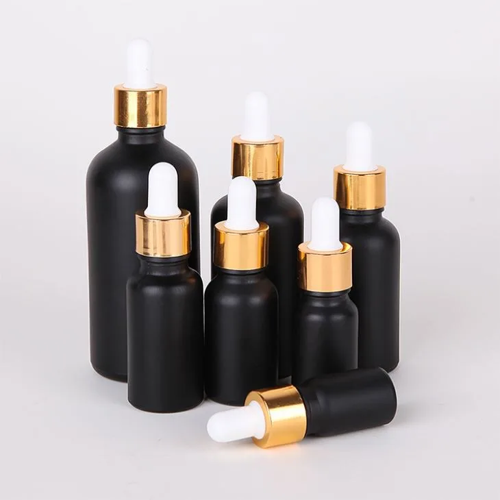 Wholesale 10 15 20 30 50 100 Ml Black Essential Oil Glass Dropper Bottle