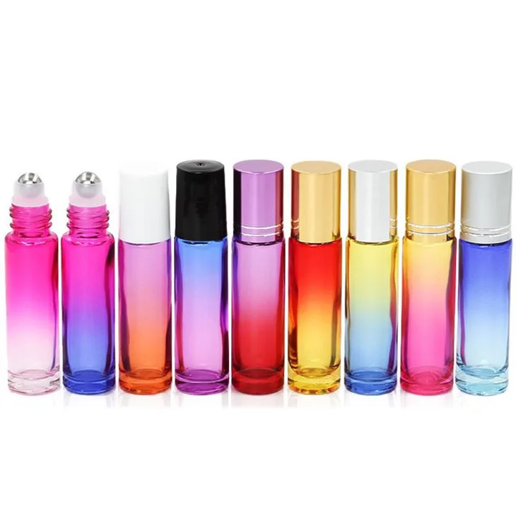 10ml Gradient Color Essential Oil Perfume Glass Bottle Roller Ball