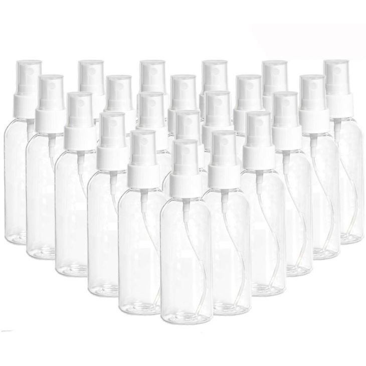 Botellas de spray transparente de niebla fina de 2.7 oz Botella de viaje de plástico vacía recargable y reutilizable