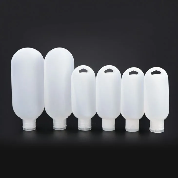 PE Crenics Travel Plastic Clear Keychain Bottles Leakproof Empty Squeeze Containers Flip Cap TSA (60ml/2oz)