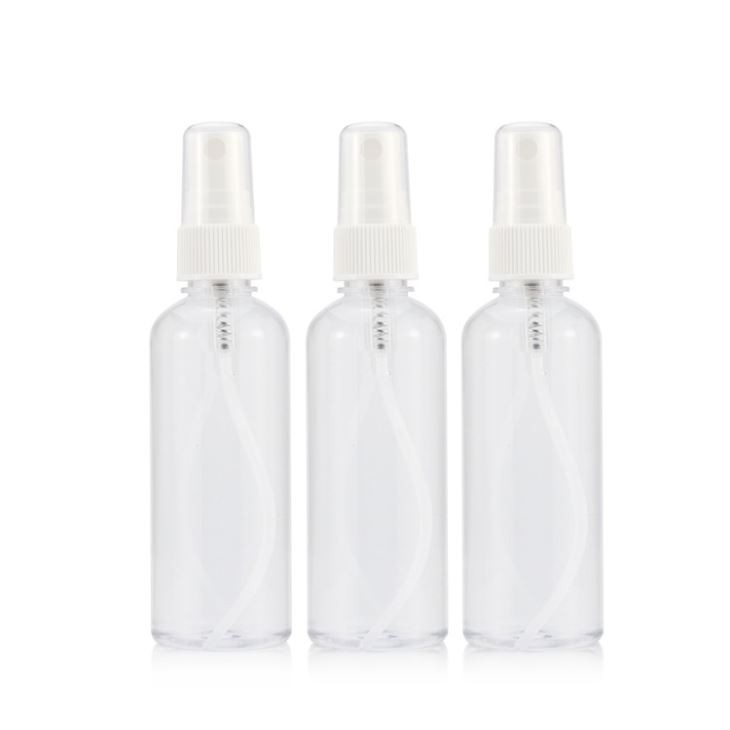 PET Spray Bottles, 3.4oz/100ml Portable Fine Mist Mini Travel Bottle, Small PET Plastic Refillable Liquid Containers