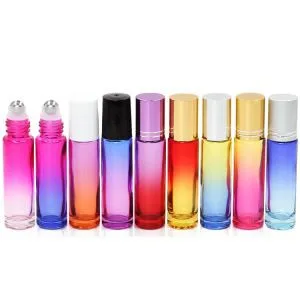 10ml Gradient Color Essential Oil Perfume Glass Bottle Roller Ball