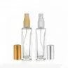 Square Clear 10ml 15ml 30ml Glass Perfume Bottle With Spray Gold And Sliver Cap