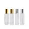 Gold And Silver 10ml Square Glass Roll On Bottle