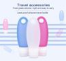 Leak Proof Plastic Travel Bottles Set With Waterproof Luggage Packing Organizer (3.3oz) - TSA Approved Refillable & Squeezable BPA Free Silicone Containers For Shampoo, Conditioner