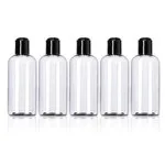 Refillable 3.4 Oz. Squeeze Bottles With One Hand Press Cap Dispenser Tops-Great For Dispensing Lotions, Shampoos And Massage Oils