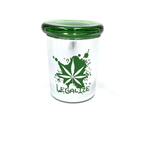 Silver Pop Top Jar Glass Medical Jar Herb Stash Container