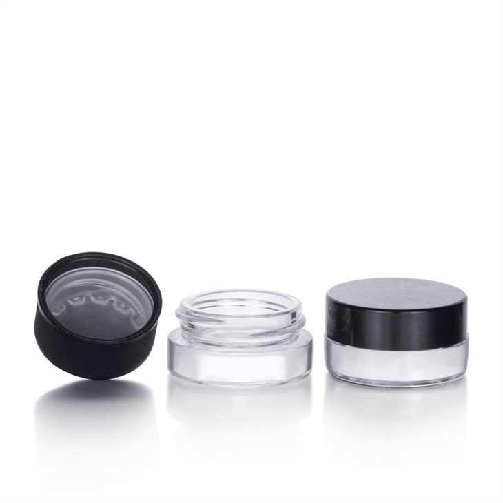 3ml 5ml pote de vidro claro com tampa resistente à criança preta