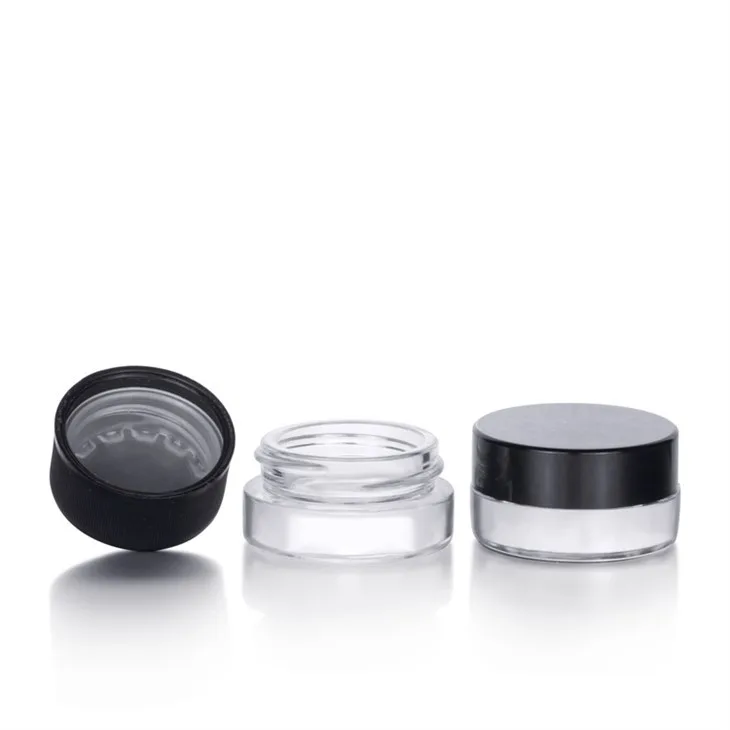 3ml 5ml Clear Glass Jar With Black Child Resistant Cap