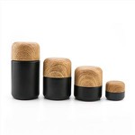 50ml Black Child Proof Wooden Lid Glass Container Jars