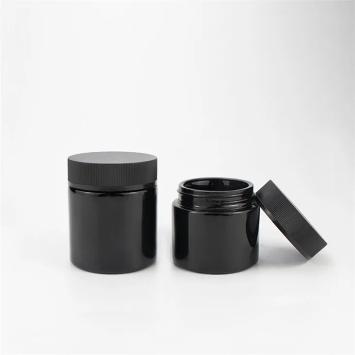 250ml Smell-Proof Ultraviolet Storage Glass Jar Container Refillable Tall Wide-Mouth