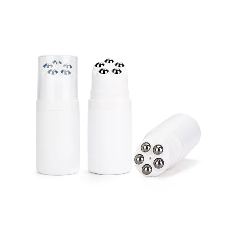 120ml White Plastic Five Steel Ball Roller Bottle Cosmetic Packaging