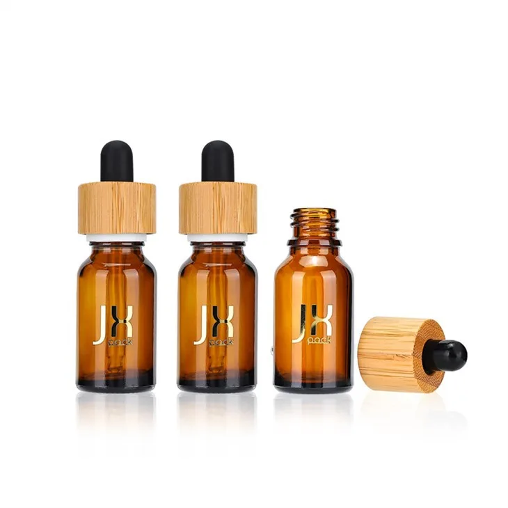 20ml Bamboo Lid Amber Dropper Bottles