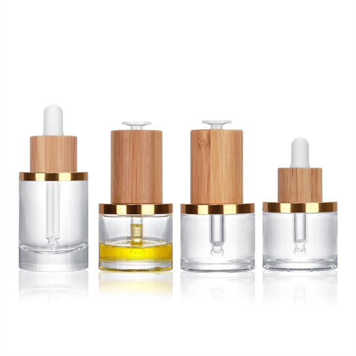 Glass Bottle With Bamboo 1 Oz Clear Dropper Bottles