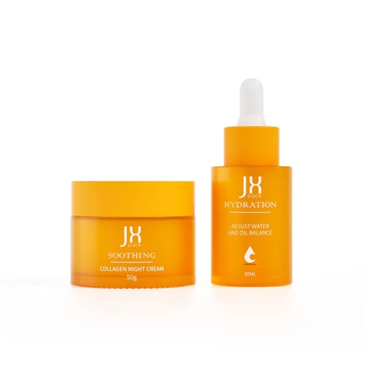 50G Face Cream Glass Jar And 1 Oz Dropper Bottles