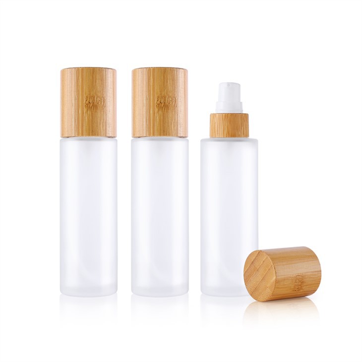 80ml 100ml Bamboo Lotion Bottle Glass Frosted Foundation Bottle