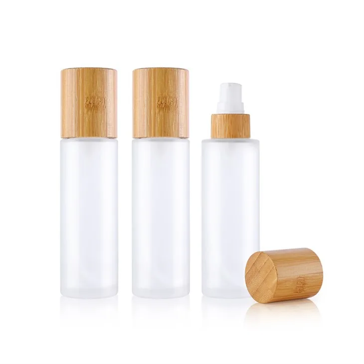 80ml 100ml Bamboo Lotion Bottle Glass Frosted Foundation Bottle