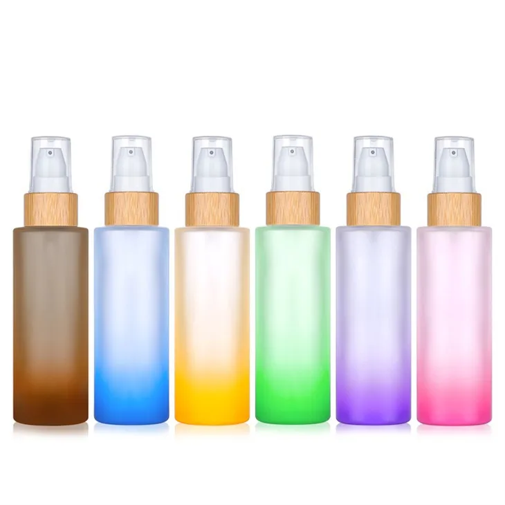 Bamboo Glass Foundation Bottle Gradient Lotion Pump Bottle