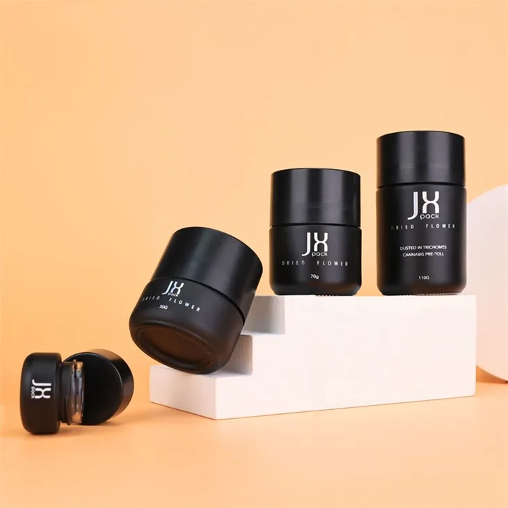 Black Round Child Resistant Jar 5g 50g 70g 110g
