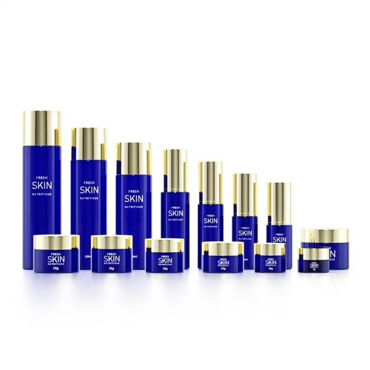 Blue Glass Cosmetic Bottles Packaging