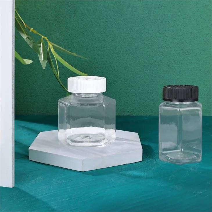 Clear Hexagonal Plastic Childproof Jar