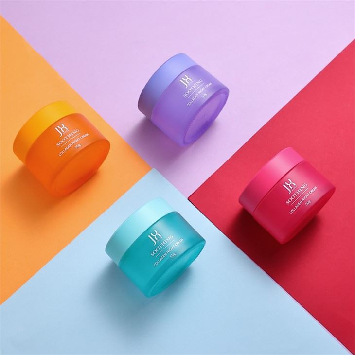 Colored Frosted 50ml Glass Cream Jar