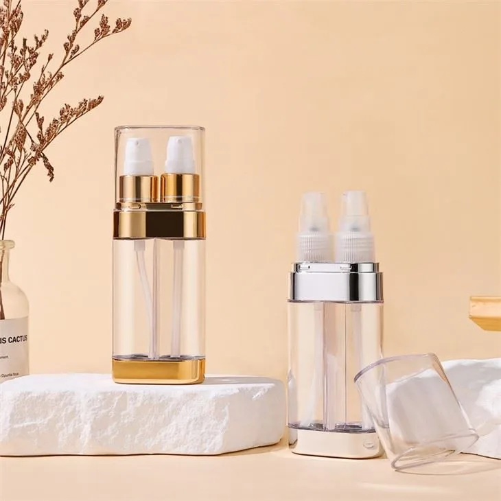Double Tube Electroplated Plastic Lotion Bottle
