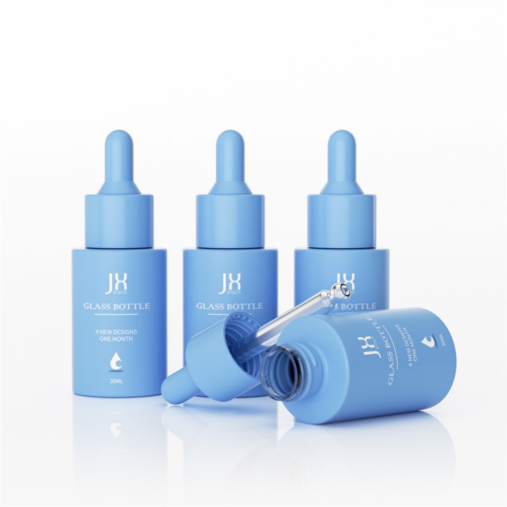 Flat Shoulder Blue Dropper Stiklinis buteliukas 30ml
