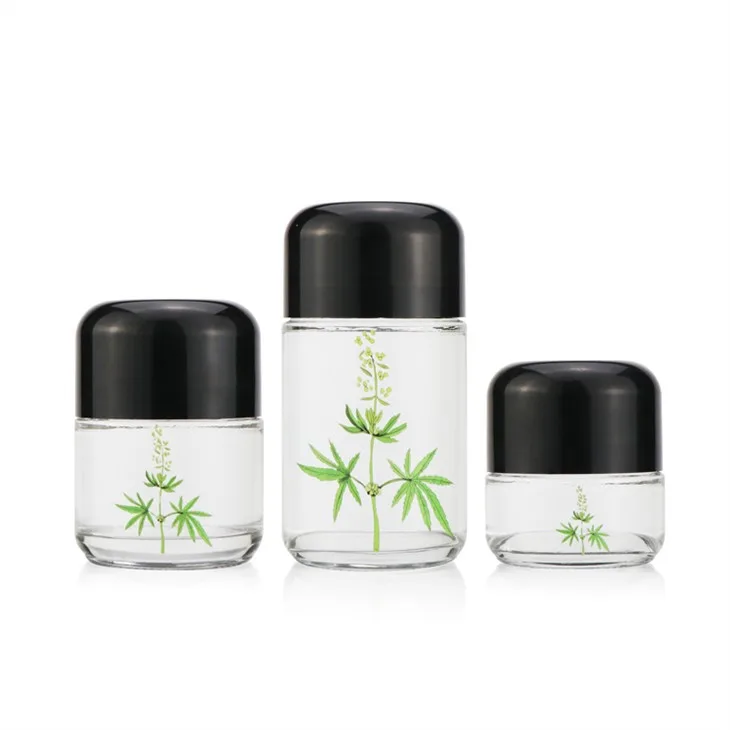 50ml 70ml Glass Jar With Black Child Resistant Cap