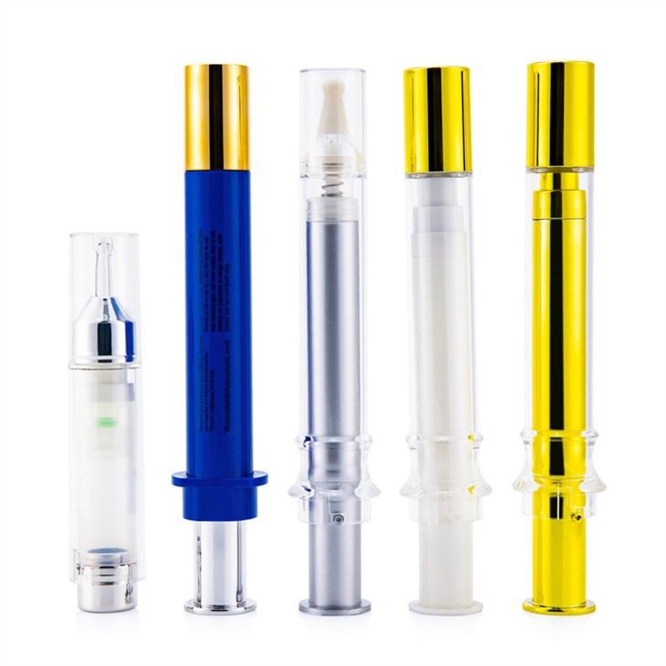 High Quality Plastic Syringe For Cosmetics 10ml White/Gold/Clear Plastic Cosmetic Syringe Packaging With Screen Printing