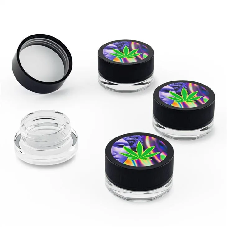 Round Clear Glass Concentrate Jar 3g 5g 7g