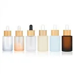 Glass Round Colored 1 Oz Dropper Bottles With Bamboo Lid