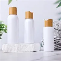 100ml 150ml White Plastic Lotion Essential Oil Bottles With Bamboo Cap
