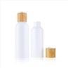 100ml 150ml White Plastic Lotion Essential Oil Bottles With Bamboo Cap