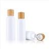100ml 150ml White Plastic Lotion Essential Oil Bottles With Bamboo Cap