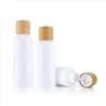 100ml 150ml White Plastic Lotion Essential Oil Bottles With Bamboo Cap