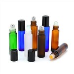 10ml Glass Perfume Roll On Bottle With Stainless Steel Roller Ball Black/White Plastic Cap