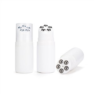 120ml bílá plastová láhev s pěti ocelovými kuličkovými válečky Kosmetické balení