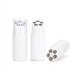 120ml White Plastic Five Steel Ball Roller Bottle Cosmetic Packaging