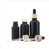 15 30 50 Ml Matte Black Oil Glass Dropper Bottle With Bamboo Dropper Cap