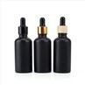 15 30 50 Ml Matte Black Oil Glass Dropper Bottle With Bamboo Dropper Cap